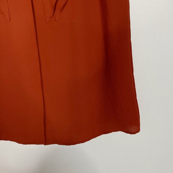 LOFT XSmall Rust Orange Ruffled Sleeveless Blouse Hidden Button Front Ann Taylor - Picture 4 of 6